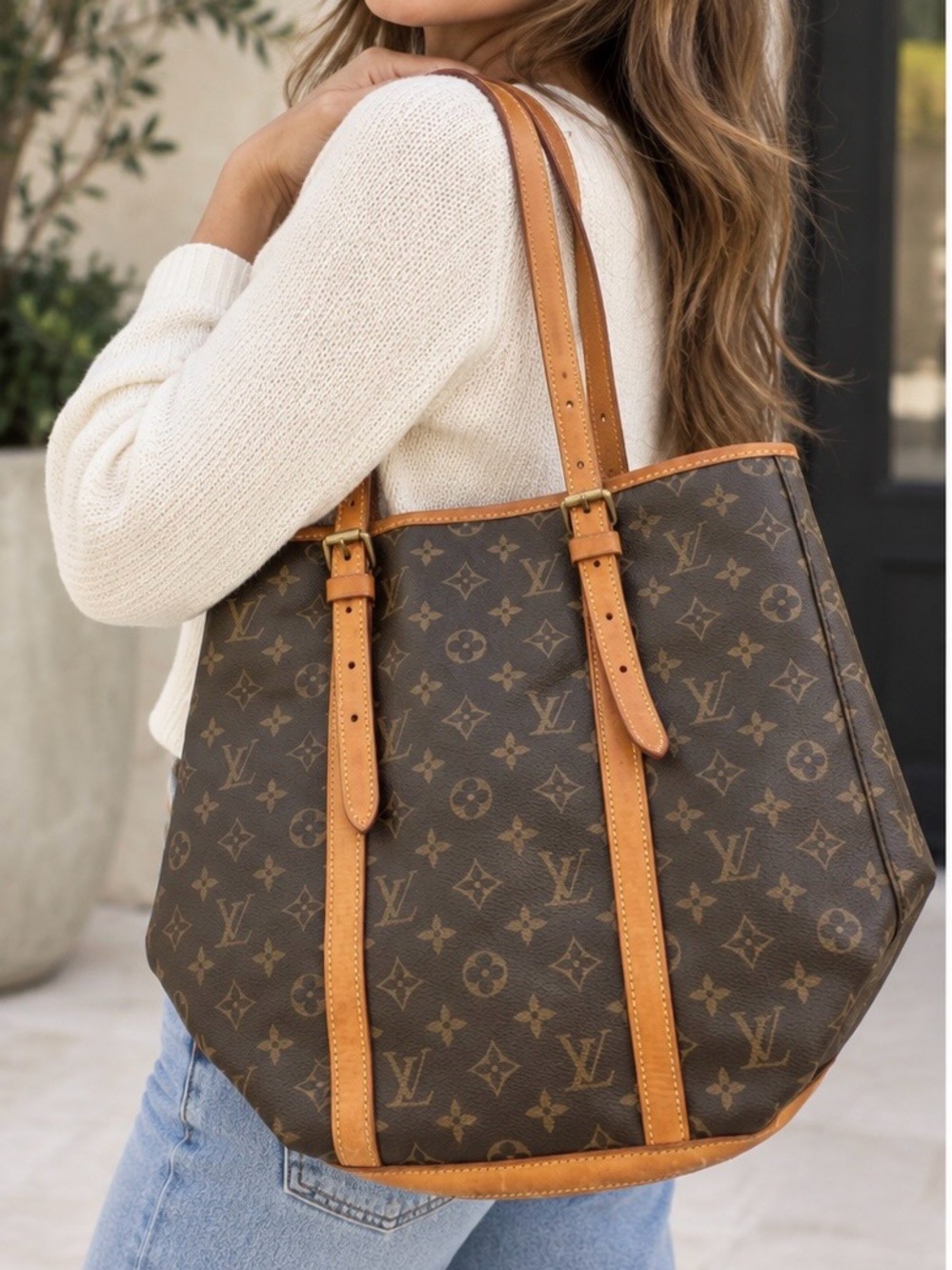 Louis Vuitton Monogram Bucket PM Shoulder Tote Bag Vintage Made in France